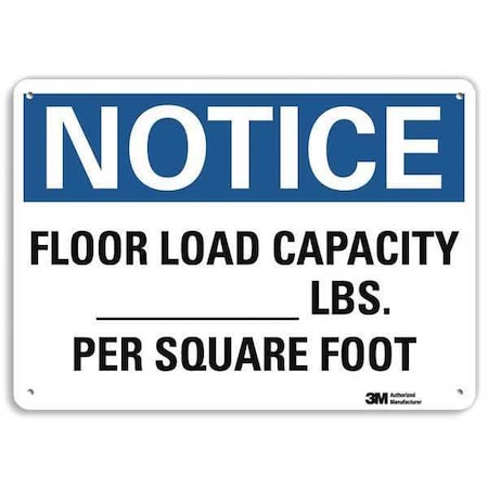 Notice, Floor Load Capacity _ Lbs. Per Square Foot, 10 in x 14 in, Plastic, U5-1226-NP_14X10
