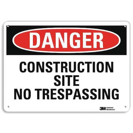 Danger Sign, 10 in H, 14 in W, Plastic, Horizontal Rectangle, English, U3-1250-NP_14X10
