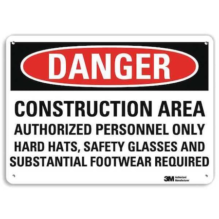 Plastic Danger Sign,4 Holes,14"x10", U3-1254-NP_14X10
