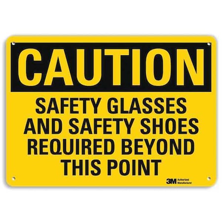 Plastic Caution Sign,4 Holes,14"x10", U4-1644-NP_14X10