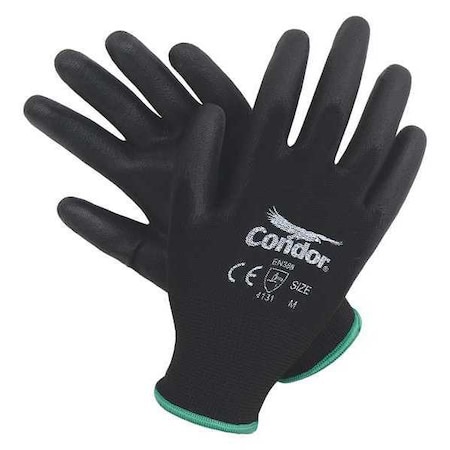 Coated Gloves, Polyurethane, Smooth, Palm, 3 Abrasion Level, Black, 2XL (11) 1 PR