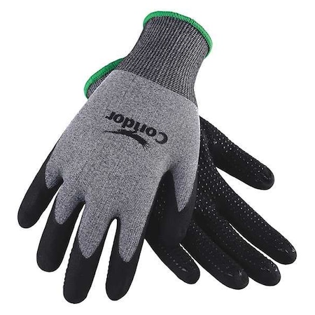 Coated Gloves, Nitrile, Foam Coating with Dots on Palm, Palm, 4 Abrasion Level, Gray/Black, XL 1 PR