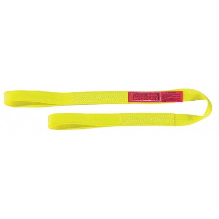 Web Sling, Type 3, 8 ft L, 2 in W, Nylon, Yellow