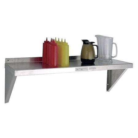 Aluminum Wall Shelf, 12"D x 48"W x 13-1/4"H, Silver