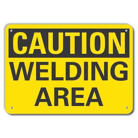Caution Sign, 7 in Height, 10 in Width, Aluminum, Vertical Rectangle, English