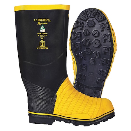 Unisex Viking(R) Miner 49er Tall Rubber Boot, Steel Toe, 16" Height, Black, 12