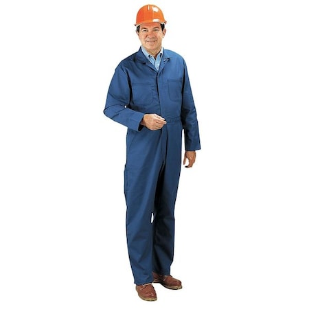 CT10 Coverall, Cotton/Polyester, 7.25 oz Fabric Weight, 30 in Inseam, Blue, 38 Regular
