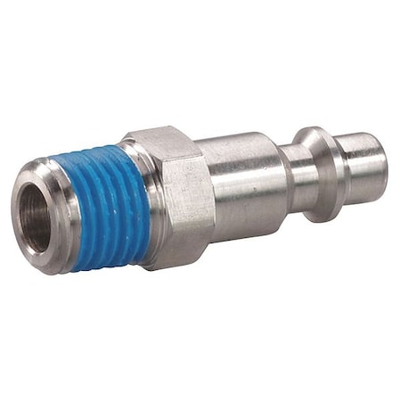 Quick Connect Hose Coupling, 1/4 in Body Size, 1/4 in Hose Fitting Size, Plug, Male, 30E548