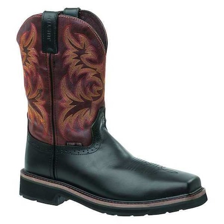 Men's Western Boot, 14, Composite Toe, 11 in H, Black, WK4818