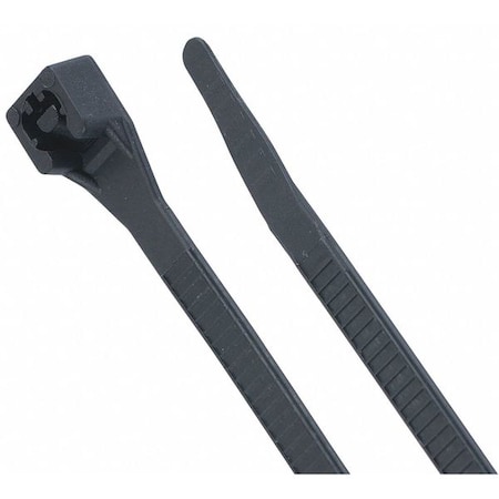 Cable Tie, 4 in L, 13/16 in Max Bundle Dia., Black, Nylon 6/6, 18 lb Strength, 100 PK