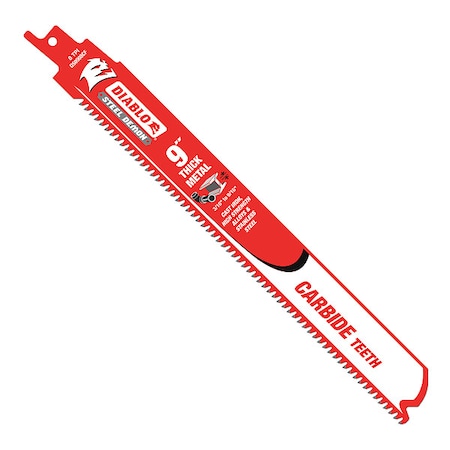 9"L x 8 TPI Metal Cutting Carbide Reciprocating Saw Blade, 3PK