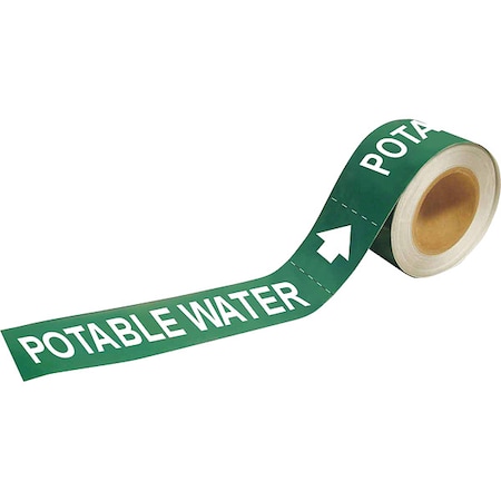 Pipe Marker,Potable Water,1 In.H