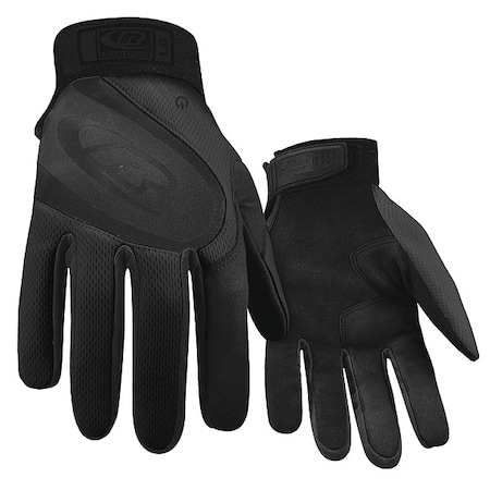 Turbo Plus Mechanics Gloves, Synthetic Leather Palm, Polyester Mesh Back, M, Black