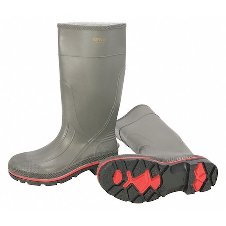 Men's Servus Pro(R) Rubber Boot, Plain Toe, 15" Height, Gray/Red/Black, 7