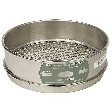 Sieve, 3/8", S/S, 8 In, Full Ht