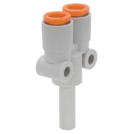 Push-Fit Wye Fitting, Push-to-Connect x Push-to-Connect x Push-to-Connect, 10mm Tube OD, Plastic