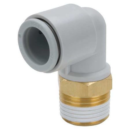 Push-Fit Elbow Fitting, Push-to-Connect x MBSPT, 10mm Tube OD, 1/4 in Pipe Size, Plastic