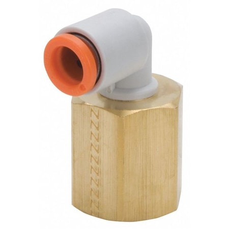 Push-Fit Elbow Fitting, Push-to-Connect x FBSPT, 12mm Tube OD, 1/4 in Pipe Size, Plastic