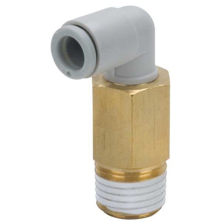 Push-Fit Elbow Fitting, Push-to-Connect x MBSPT, 16mm Tube OD, 1/2 in Pipe Size, Plastic