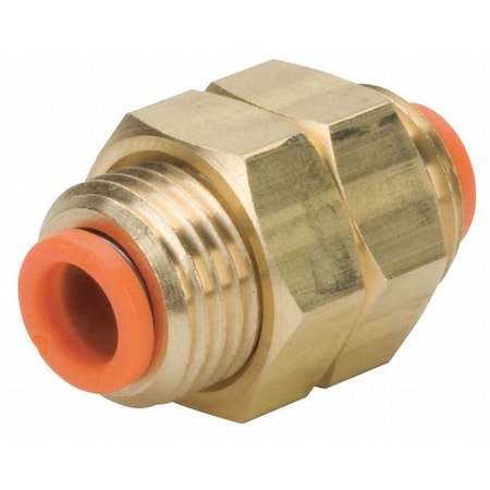 Push-Fit Union Fitting, Push-to-Connect x Push-to-Connect, 1/4 in Tube OD, 9/16-18 Pipe Size