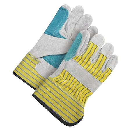 Leather Gloves, Cowhide, Fleece, Leather, Nylon, Safety Cuff, Wing Thumb, Full Finger, Universal