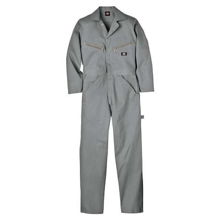 4877 Long Sleeve Coveralls, Cotton, 8.75 oz Fabric Weight, 31 in Inseam, Gray, S
