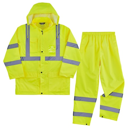 Lightweight HV Rain Suit, Lime, Size XXL