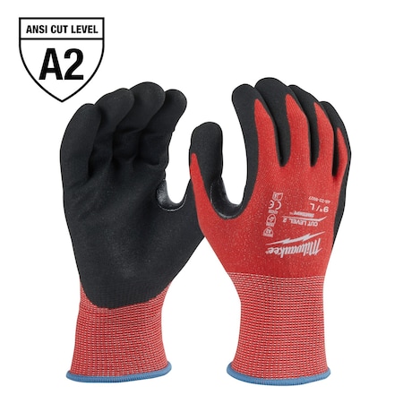 Cut-Resistant Coated Gloves, Cut Level A2 ,Dipped ,Nitrile ,Sandy ,L 1 PR