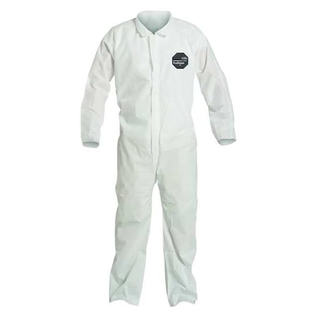 Collared Disposable Coverall, 2XL, White, SMS, zipper
