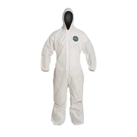 Hooded Disposable Coverall, 2XL, White, SMS, zipper