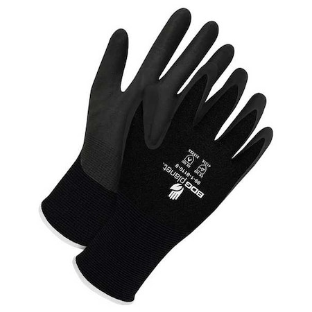 Coated Gloves, NBR, Textured, Palm, Black, XL (10) 1 PR