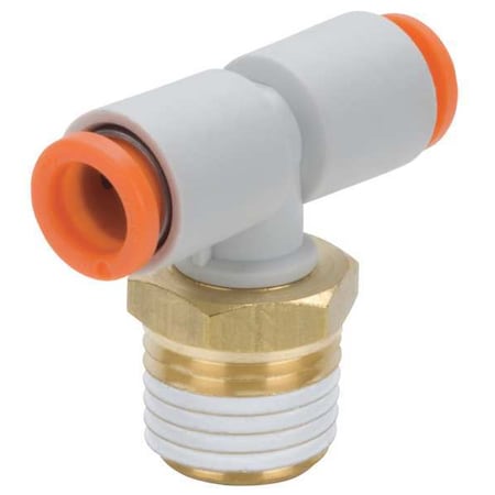 Push-Fit Tee Fitting, Push-to-Connect x Push-to-Connect x MBSPT, 1/2 in Tube OD, 1/2 in Pipe Size
