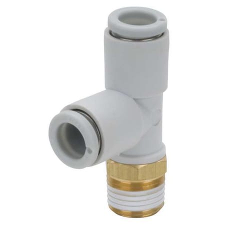 Push-Fit Tee Fitting, MBSPT x Push-to-Connect x Push-to-Connect, 12mm Tube OD, 3/8 in Pipe Size