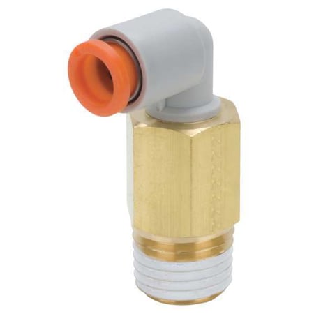 Push-Fit Elbow Fitting, Push-to-Connect x MNPT, 5/16 in Tube OD, 3/8 in Pipe Size, Plastic