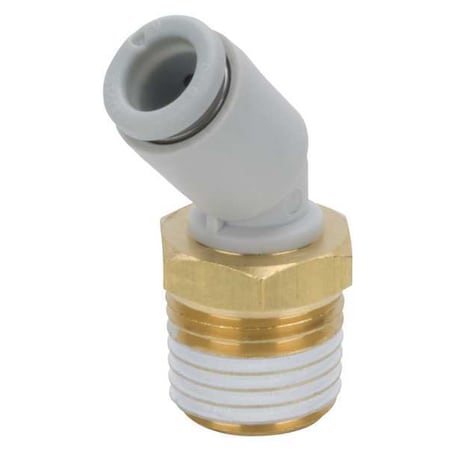 Push-Fit Elbow Fitting, Push-to-Connect x MBSPT, 6mm Tube OD, 1/8 in Pipe Size, Plastic