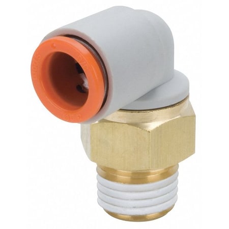 Push-Fit Elbow Fitting, Push-to-Connect x MBSPT, 5/16 in Tube OD, 1/8 in Pipe Size, Plastic