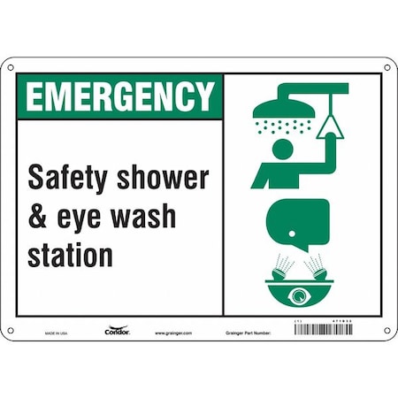 Emergency, Safety Shower & Eye Wash Station, 14 in W x 10 in H, Rectangle, Polyethylene, 471D32