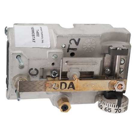 Pneumatic Thermostat, Single Temperature, Heating and Cooling, 2 Pipe, Horizontal, 5/32 in Barb