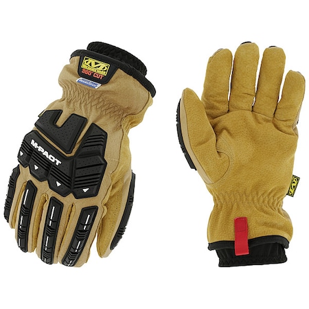 Winter Work Gloves, Knit Cuff, Keystone Thumb, Tan / Tan; Black