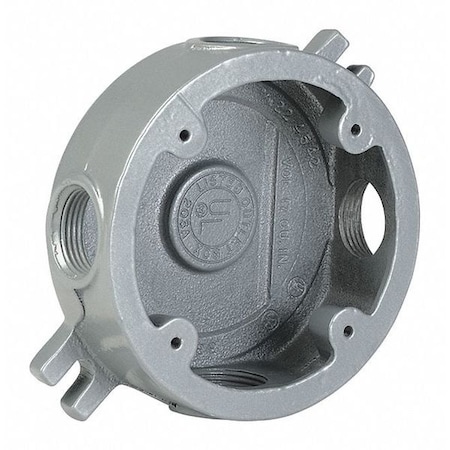 Electrical Box, 17 cu in, Outlet Box Type, 1 Gang, Aluminum, Round Shape