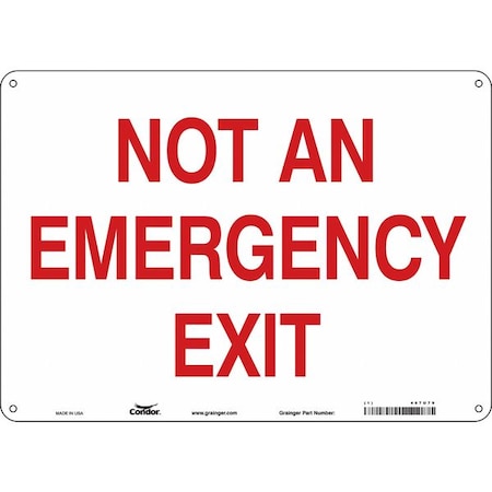 Exit Sign, Aluminum, 14" W, 10" H, Not An Emergency Exit, White