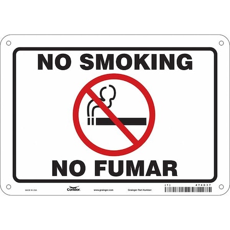 Safety Sign, 7" H, 10" W, Polyethylene, Vertical Rectangle, English, Spanish, 474D37
