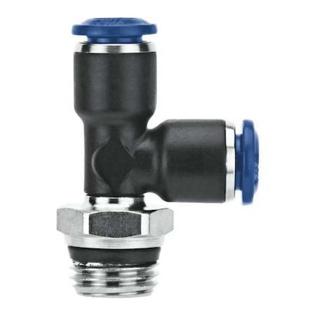 Push-Fit Tee Fitting, Push-to-Connect x Push-to-Connect x Universal, 3/8 in Tube OD