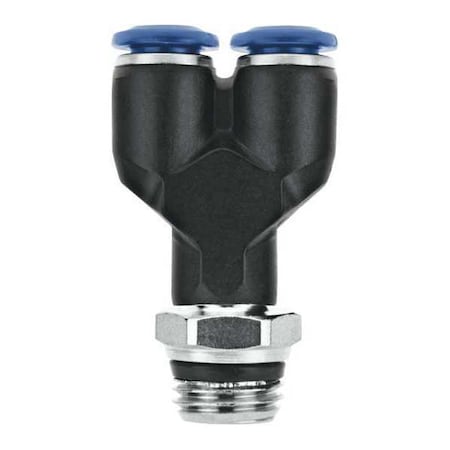 Push-Fit Wye Fitting, Push-to-Connect x Push-to-Connect x Universal, 12mm Tube OD, 1/2 in Pipe Size