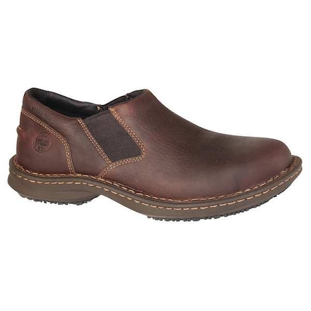 Men's Loafer Shoe, Leather Upper, Rubber Outsole, Brown, 10