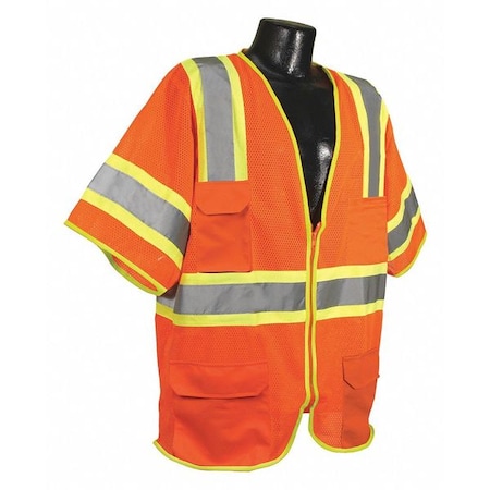High Visibility Vest,Orange/Red,3XL