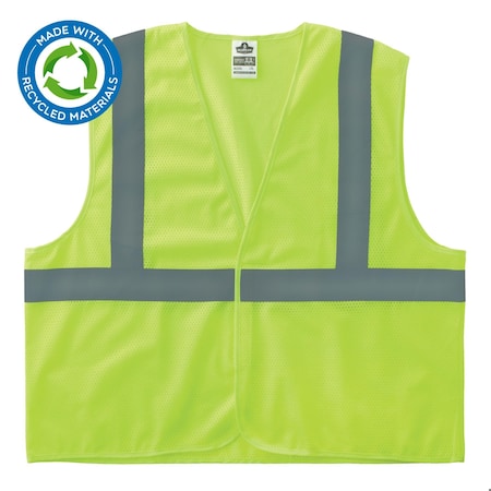 Hi-Vis Safety Vest, 100% recycled polyester, Lime, Size XS