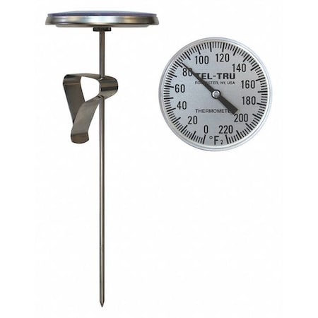 Analog Dial Thermometer,Stem 8" L