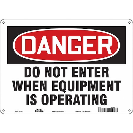 Safety Sign, 10 in Height, 14 in Width, Aluminum, Horizontal Rectangle, English, 472N34