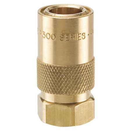 Hydraulic Quick Connect Hose Coupling, Brass Body, Sleeve Lock, 1/8"-27 Thread Size, Moldmate Series